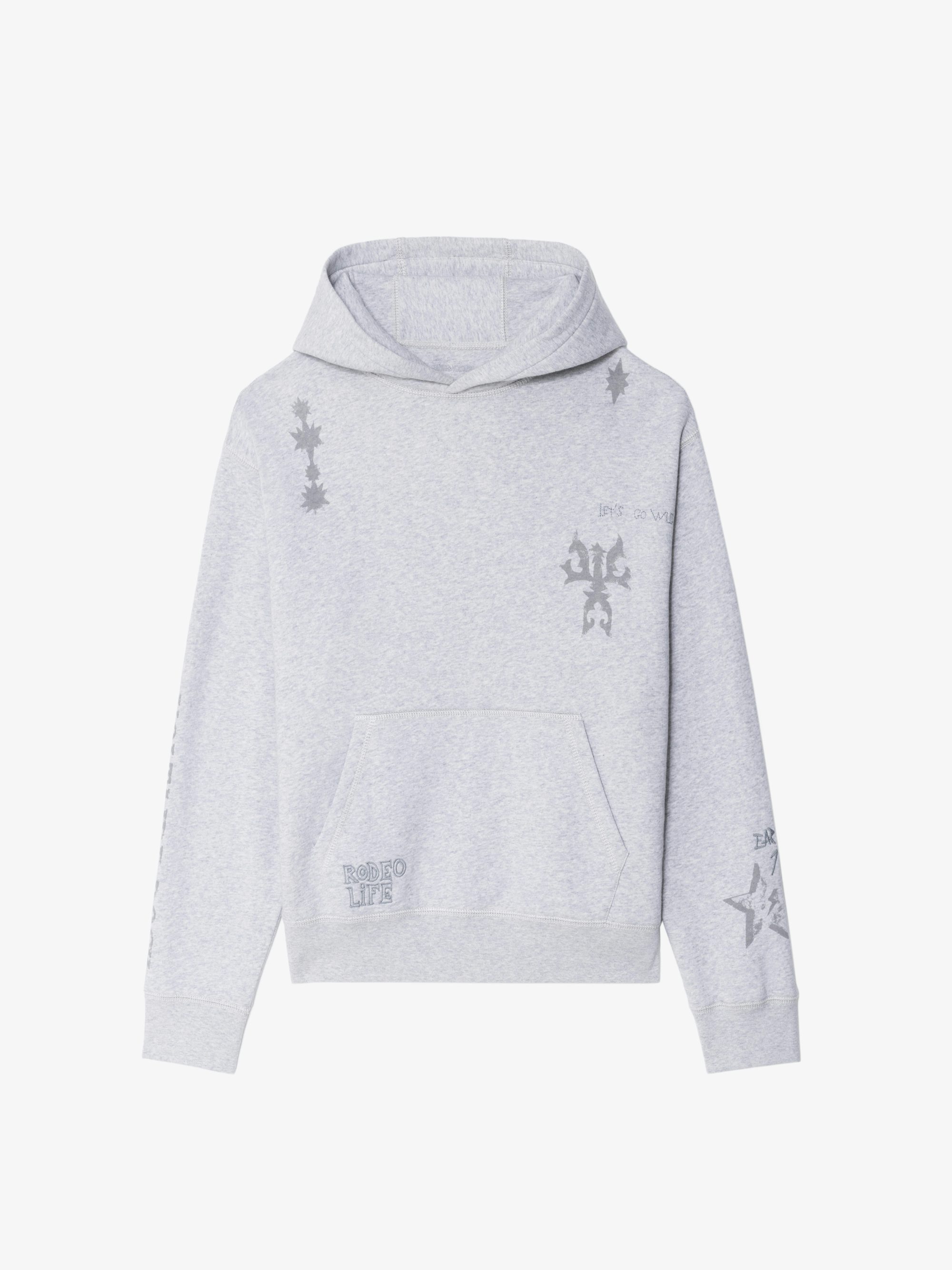 Sacha Sweatshirt - Long-sleeved hooded sweatshirt with multi-custom print.